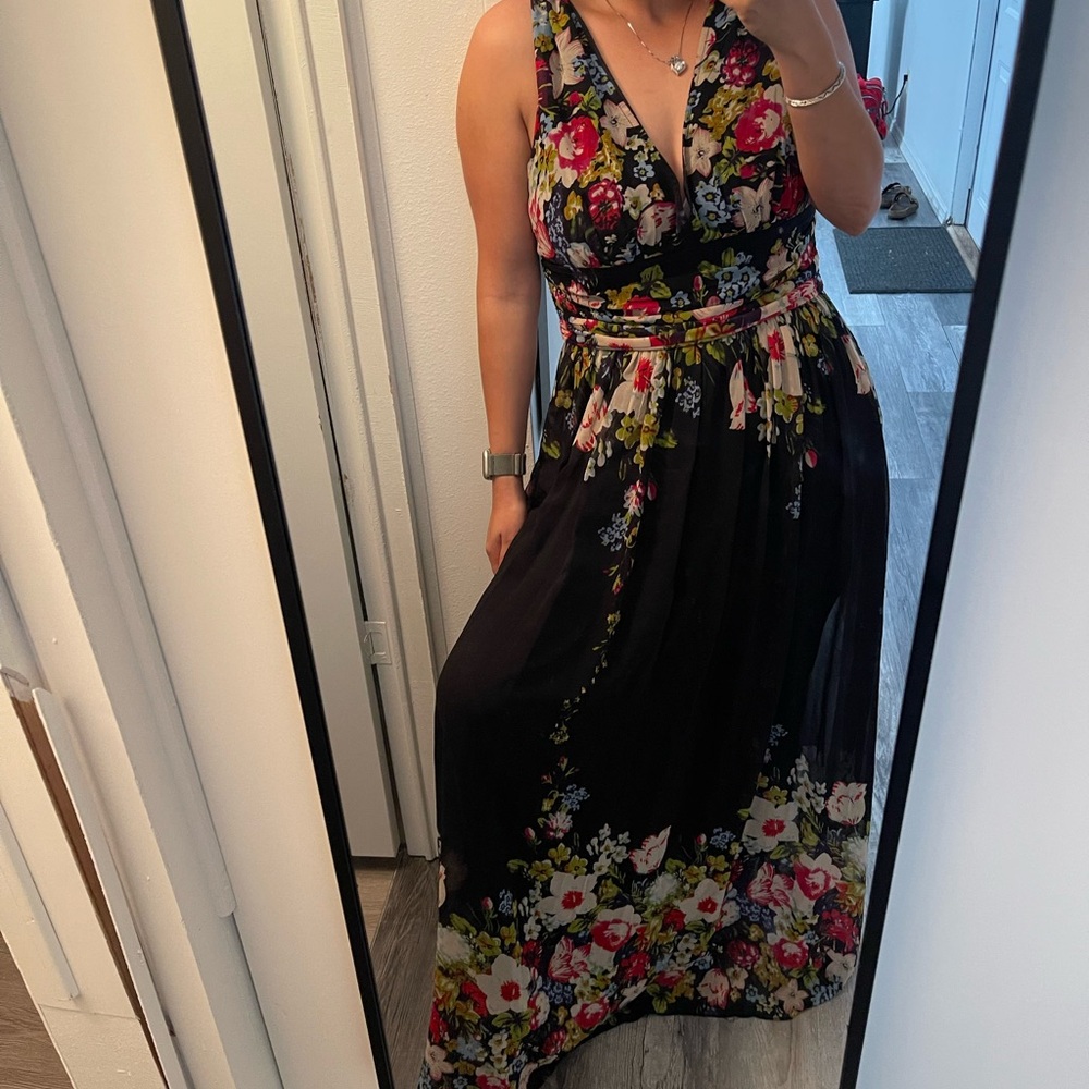 Floral Maxi Dress - Black and Multicolor